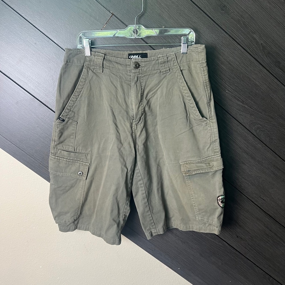 RARE O'Neill Men Cargo Shorts Olive Green Utility Skate Surf Size 31 Streetwear